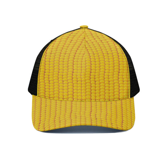 Corn Print Black Mesh Trucker Cap