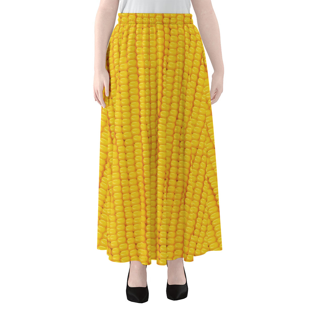 Corn Print Chiffon Maxi Skirt