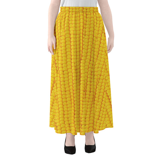 Corn Print Chiffon Maxi Skirt