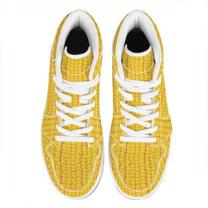 Corn Print High Top Leather Sneakers