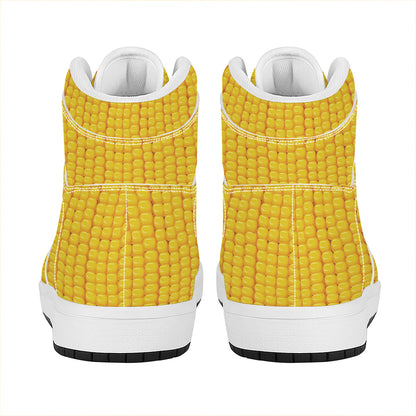 Corn Print High Top Leather Sneakers