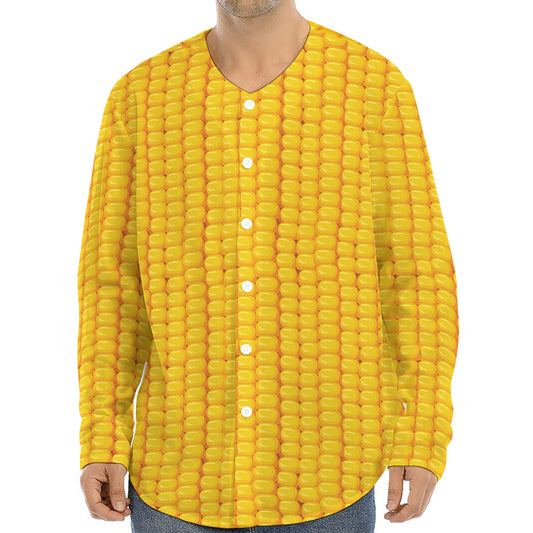 Corn Print Long Sleeve Baseball Jersey