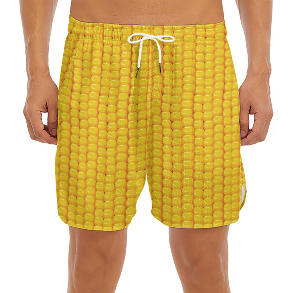 Corn Print Men's Split Running Shorts