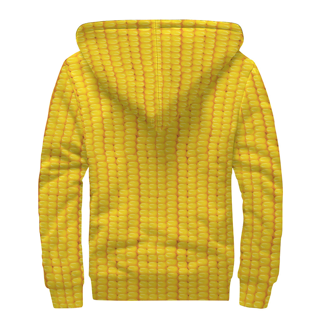 Corn Print Sherpa Lined Zip Up Hoodie
