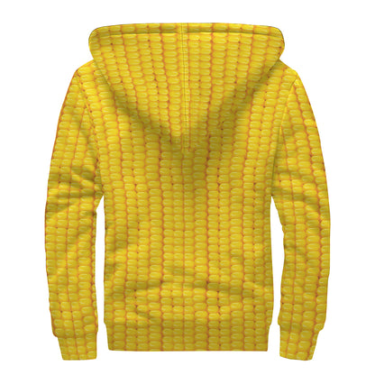 Corn Print Sherpa Lined Zip Up Hoodie