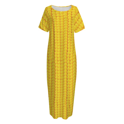 Corn Print Short Sleeve Long Nightdress