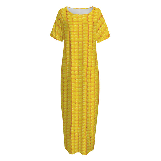 Corn Print Short Sleeve Long Nightdress