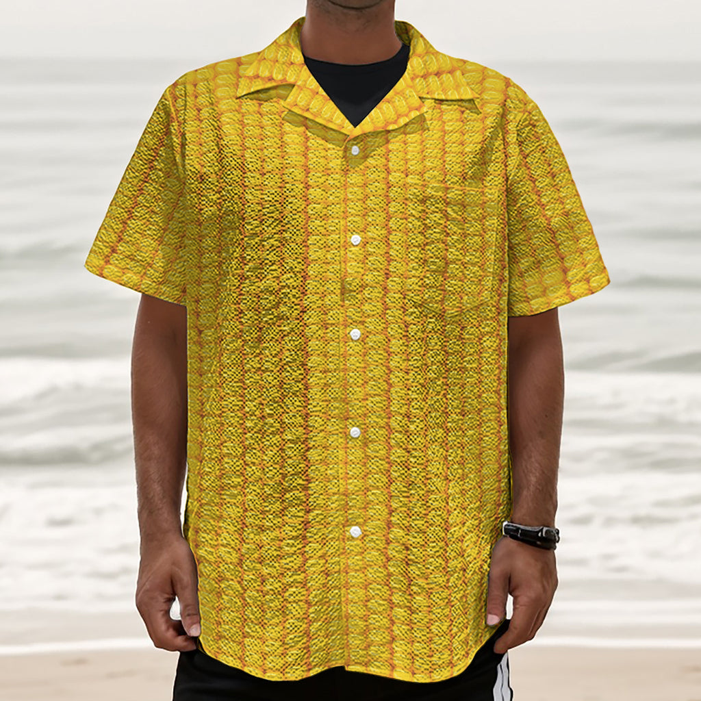 Corn Print Textured Short Sleeve Shirt