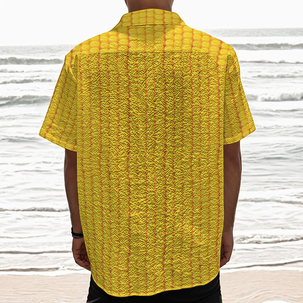 Corn Print Textured Short Sleeve Shirt