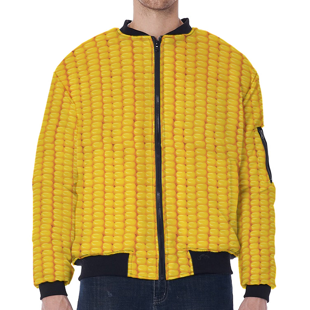 Corn Print Zip Sleeve Bomber Jacket
