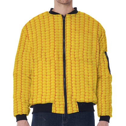 Corn Print Zip Sleeve Bomber Jacket