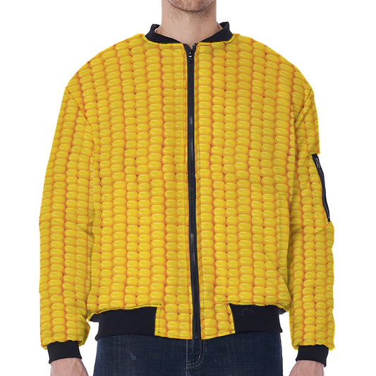 Corn Print Zip Sleeve Bomber Jacket