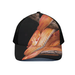 Corn Snake Print Black Mesh Trucker Cap