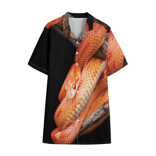 Corn Snake Print Cotton Hawaiian Shirt