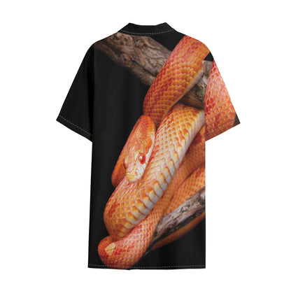 Corn Snake Print Cotton Hawaiian Shirt