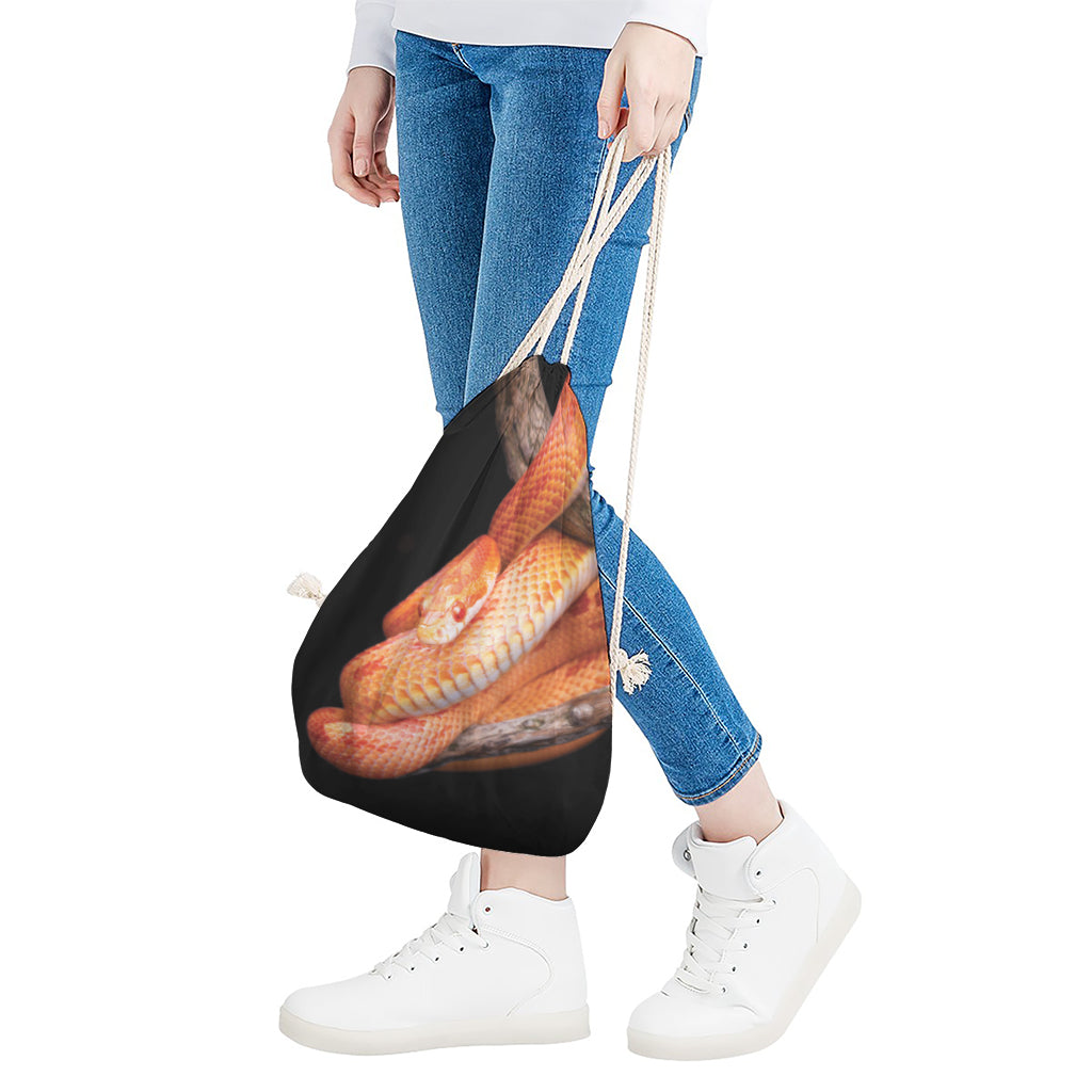 Corn Snake Print Drawstring Bag