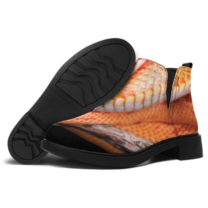 Corn Snake Print Flat Ankle Boots
