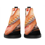 Corn Snake Print Flat Ankle Boots