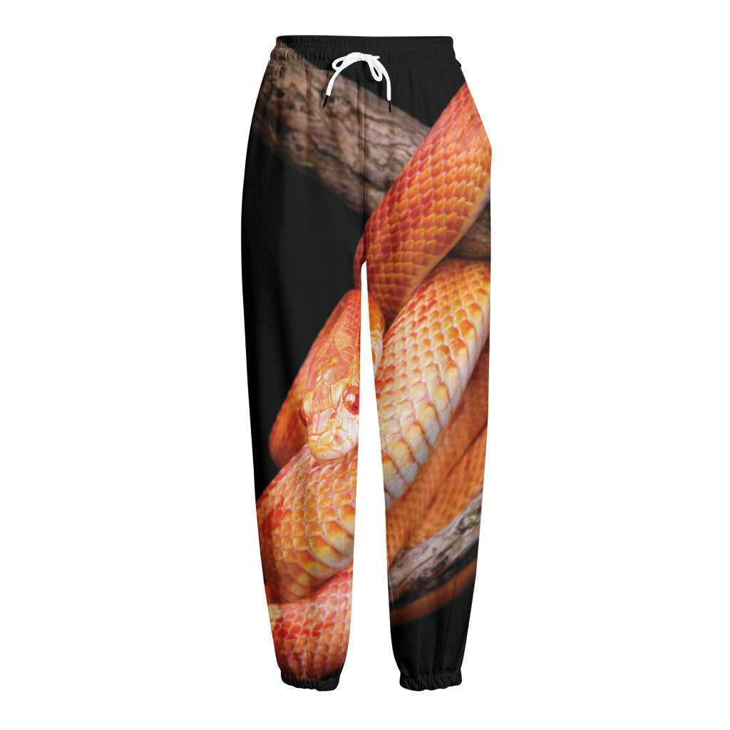Corn Snake Print Fleece Lined Knit Pants