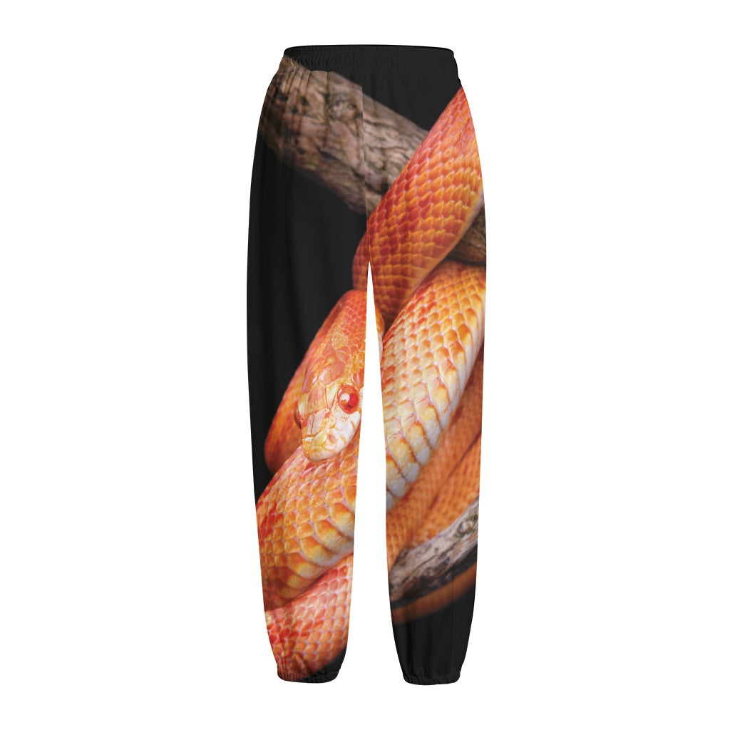 Corn Snake Print Fleece Lined Knit Pants