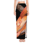 Corn Snake Print High Slit Maxi Skirt