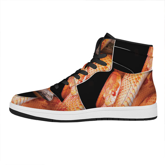 Corn Snake Print High Top Leather Sneakers