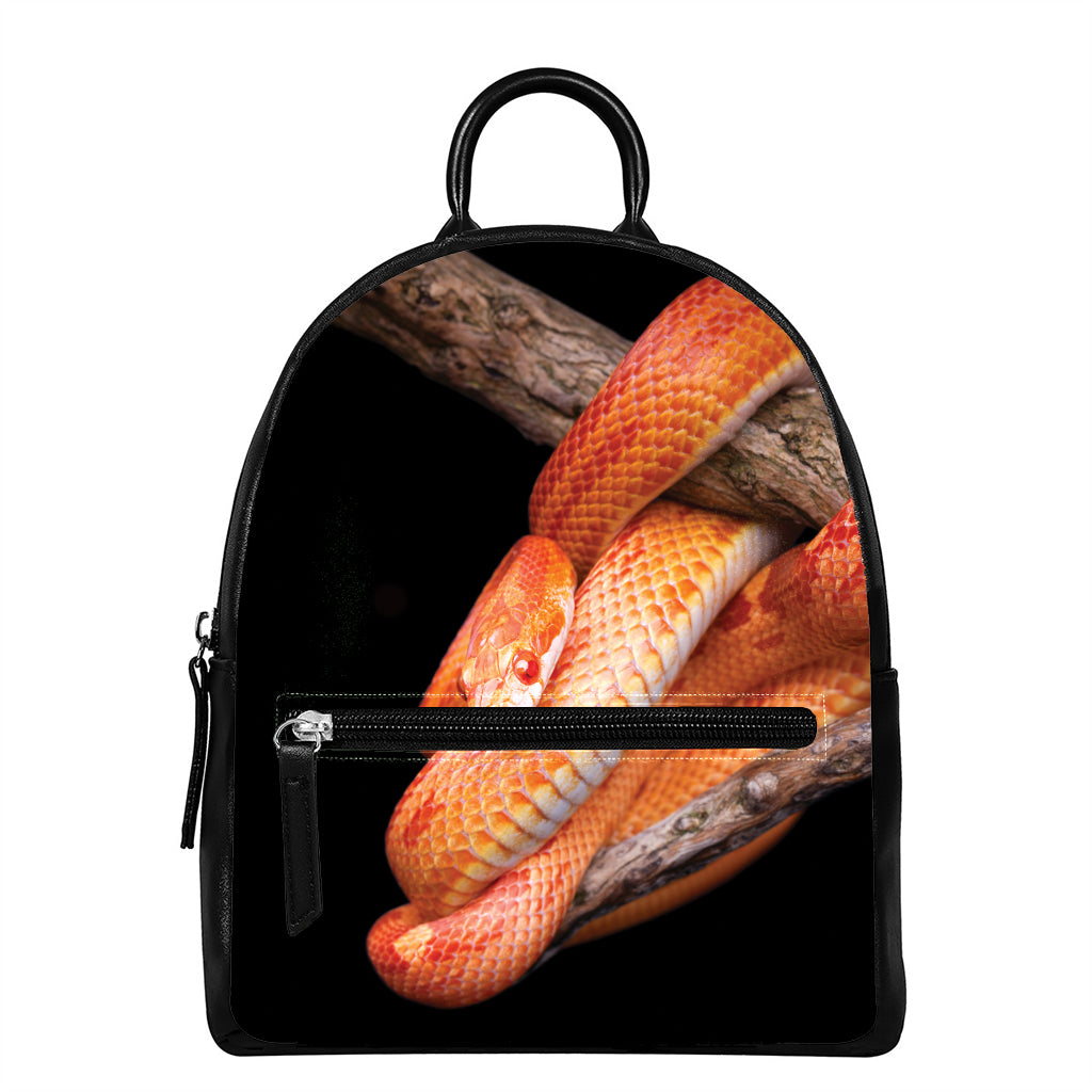 Corn Snake Print Leather Backpack
