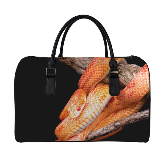 Corn Snake Print Leather Duffle Bag