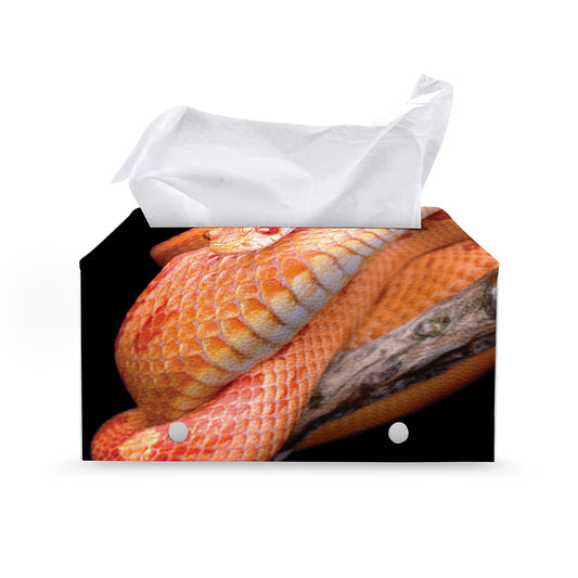 Corn Snake Print Leather Tissue Box Cover