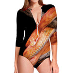 Corn Snake Print Long Sleeve Swimsuit
