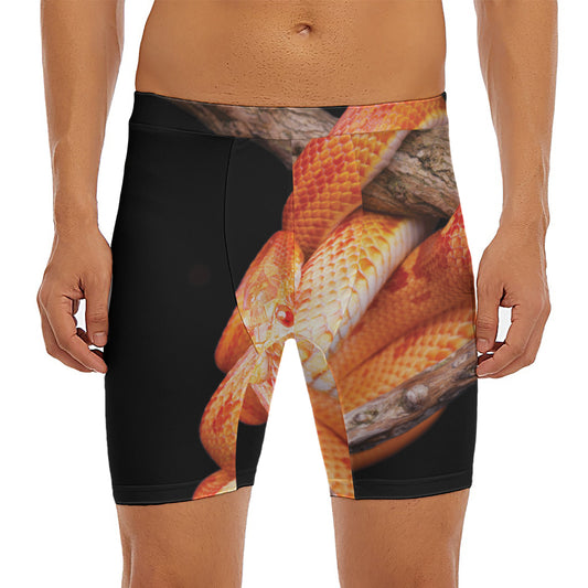 Corn Snake Print Men's Long Boxer Briefs