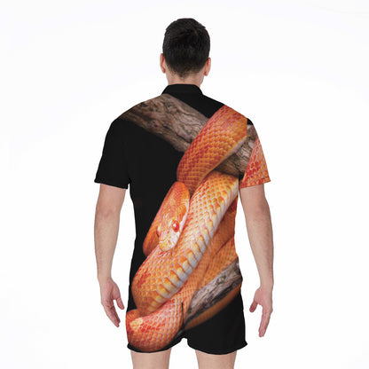 Corn Snake Print Men's Rompers