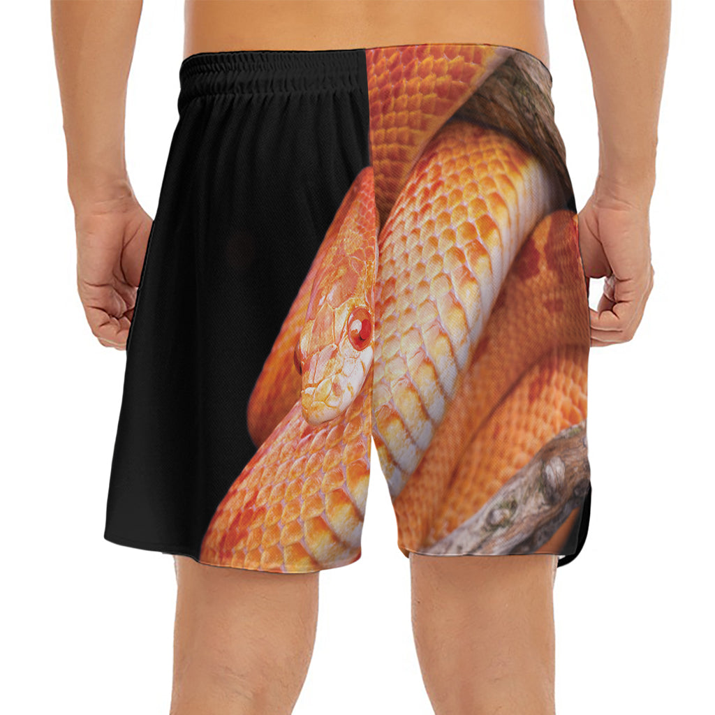 Corn Snake Print Men's Split Running Shorts