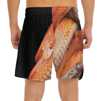 Corn Snake Print Men's Split Running Shorts