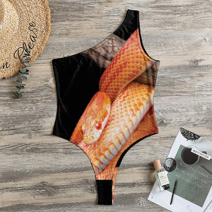 Corn Snake Print One Shoulder Bodysuit