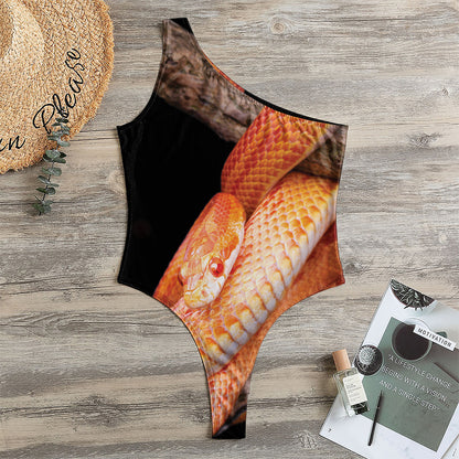 Corn Snake Print One Shoulder Bodysuit