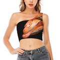 Corn Snake Print One Shoulder Crop Top