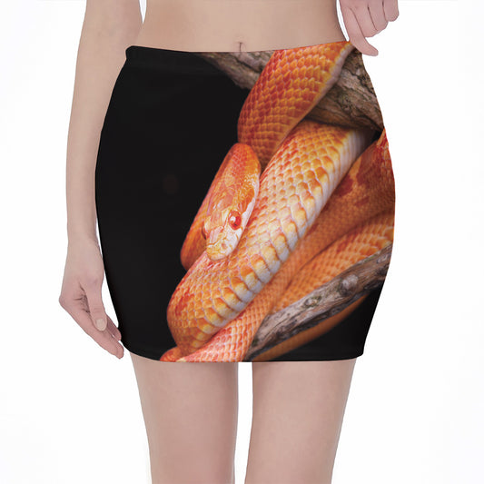 Corn Snake Print Pencil Mini Skirt