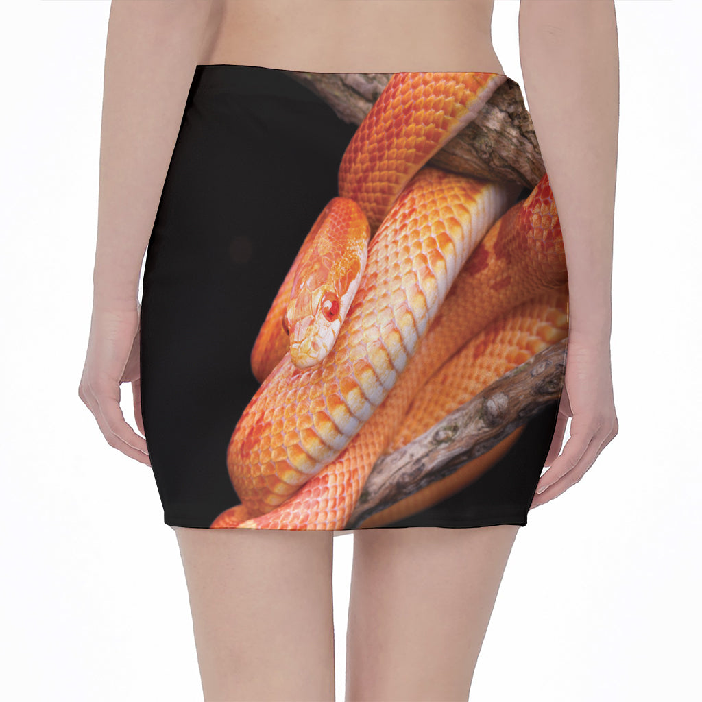 Corn Snake Print Pencil Mini Skirt