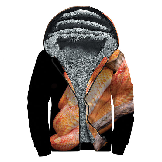 Corn Snake Print Sherpa Lined Zip Up Hoodie