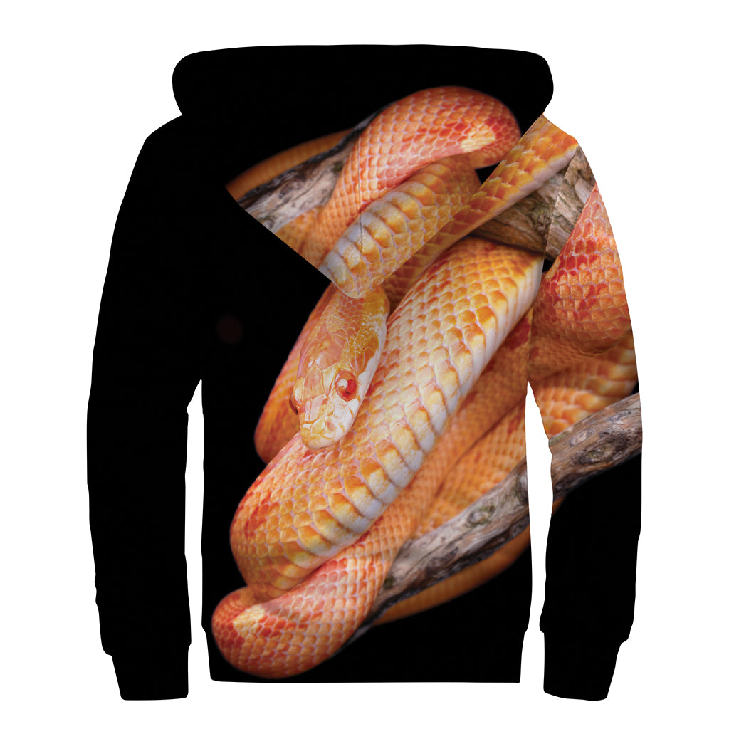 Corn Snake Print Sherpa Lined Zip Up Hoodie