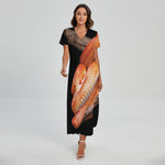 Corn Snake Print Short Sleeve Maxi Dress