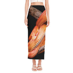 Corn Snake Print Side Slit Maxi Skirt