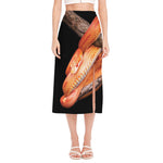 Corn Snake Print Side Slit Midi Skirt