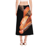 Corn Snake Print Side Slit Midi Skirt