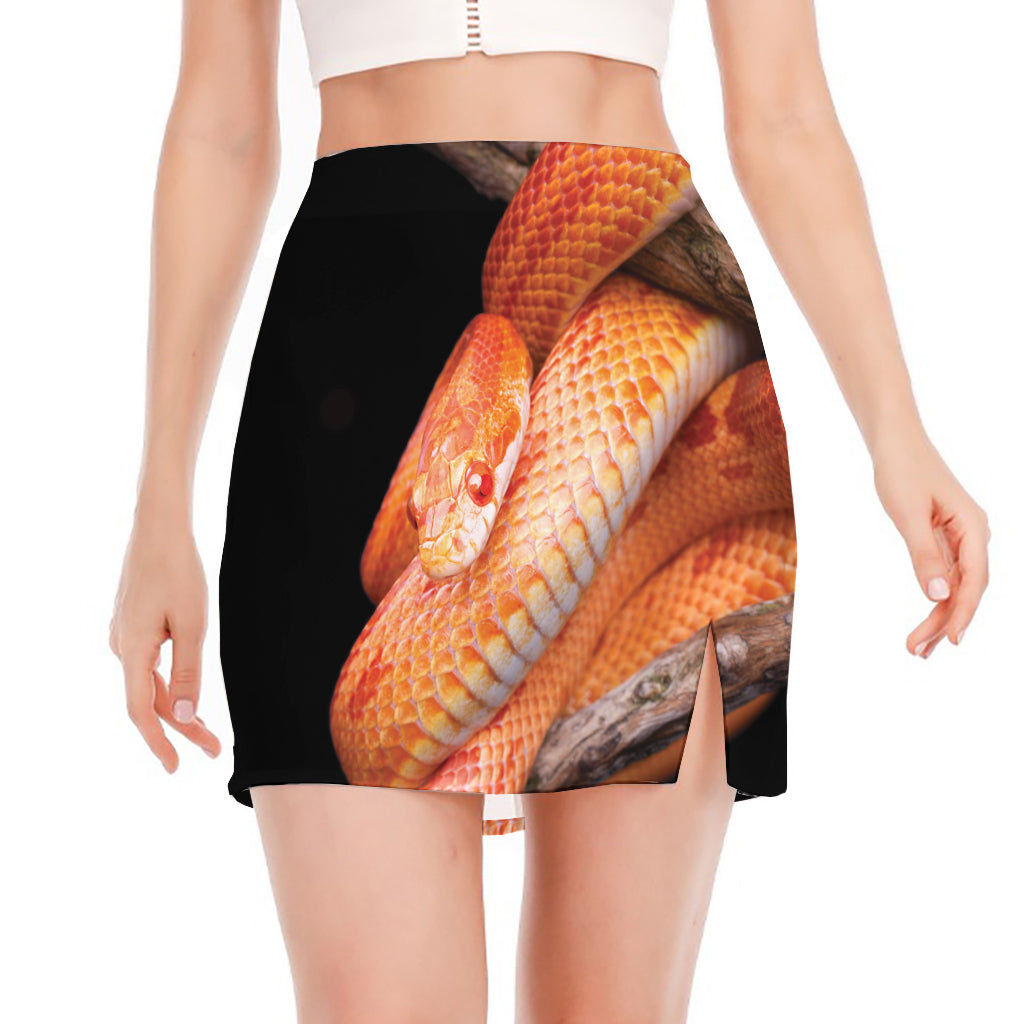 Corn Snake Print Side Slit Mini Skirt
