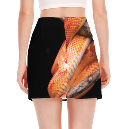 Corn Snake Print Side Slit Mini Skirt