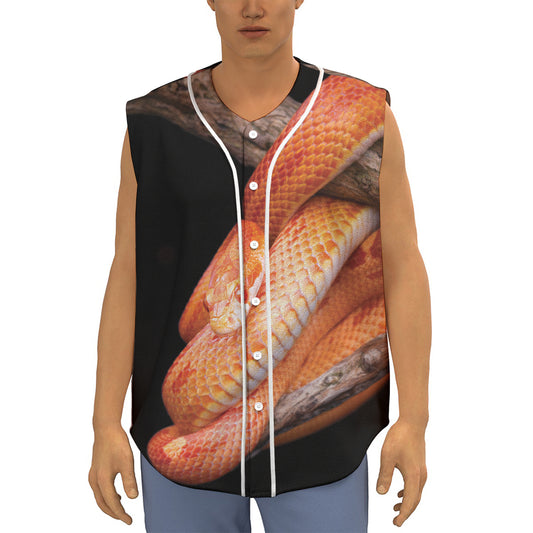 Corn Snake Print Sleeveless Baseball Jersey