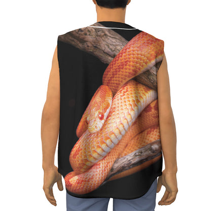 Corn Snake Print Sleeveless Baseball Jersey