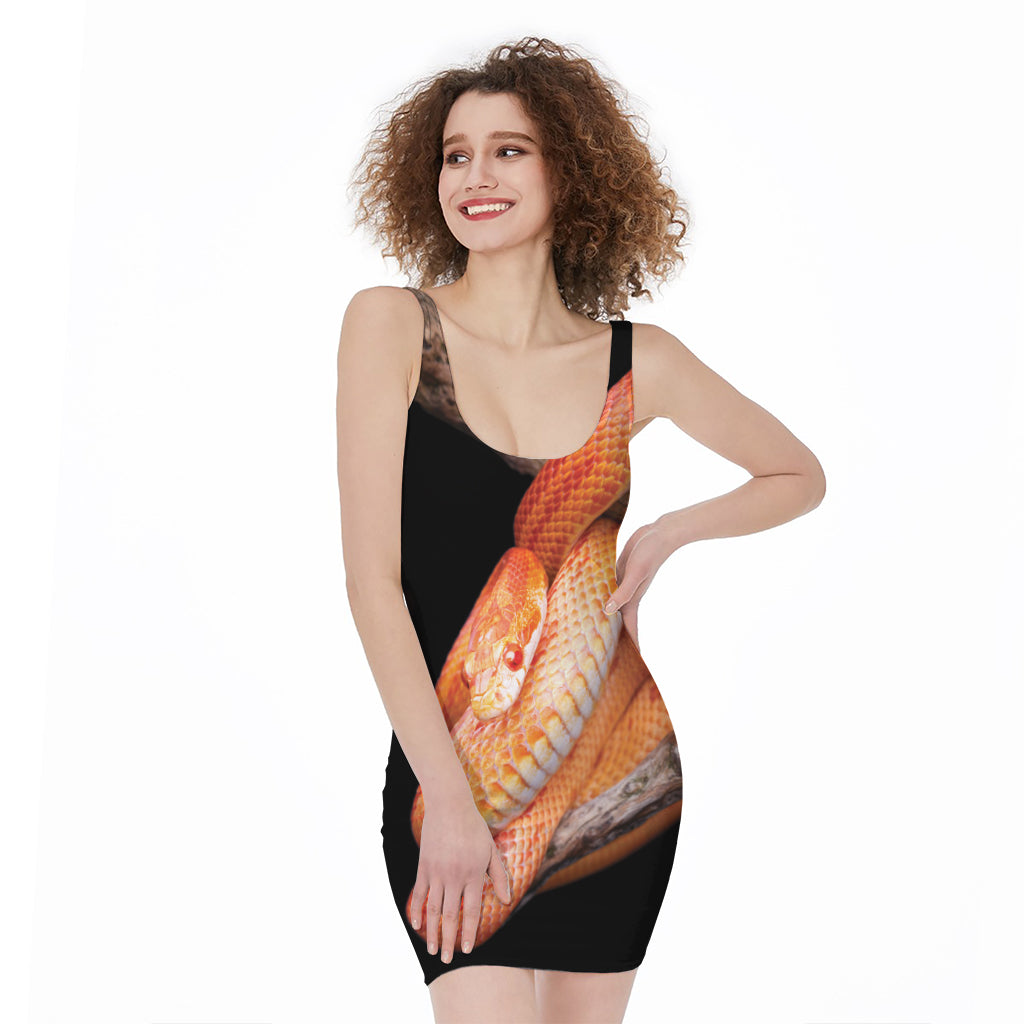Corn Snake Print Sleeveless Bodycon Dress